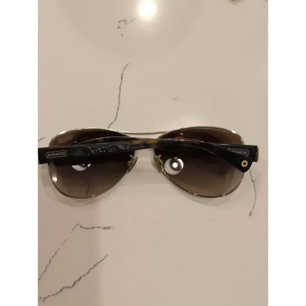 Coach Kristina HC7003 Gold/Brown Pilot Sunglasses, 59-13-135, Authentic